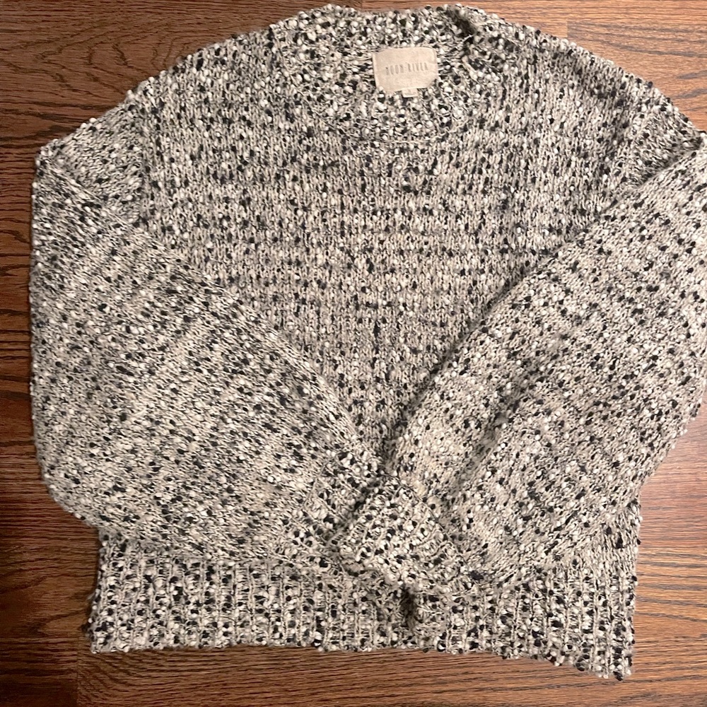 Medium black and white speckled moon River sweater